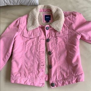 Gap kids corduroy pink shearling lined jacket